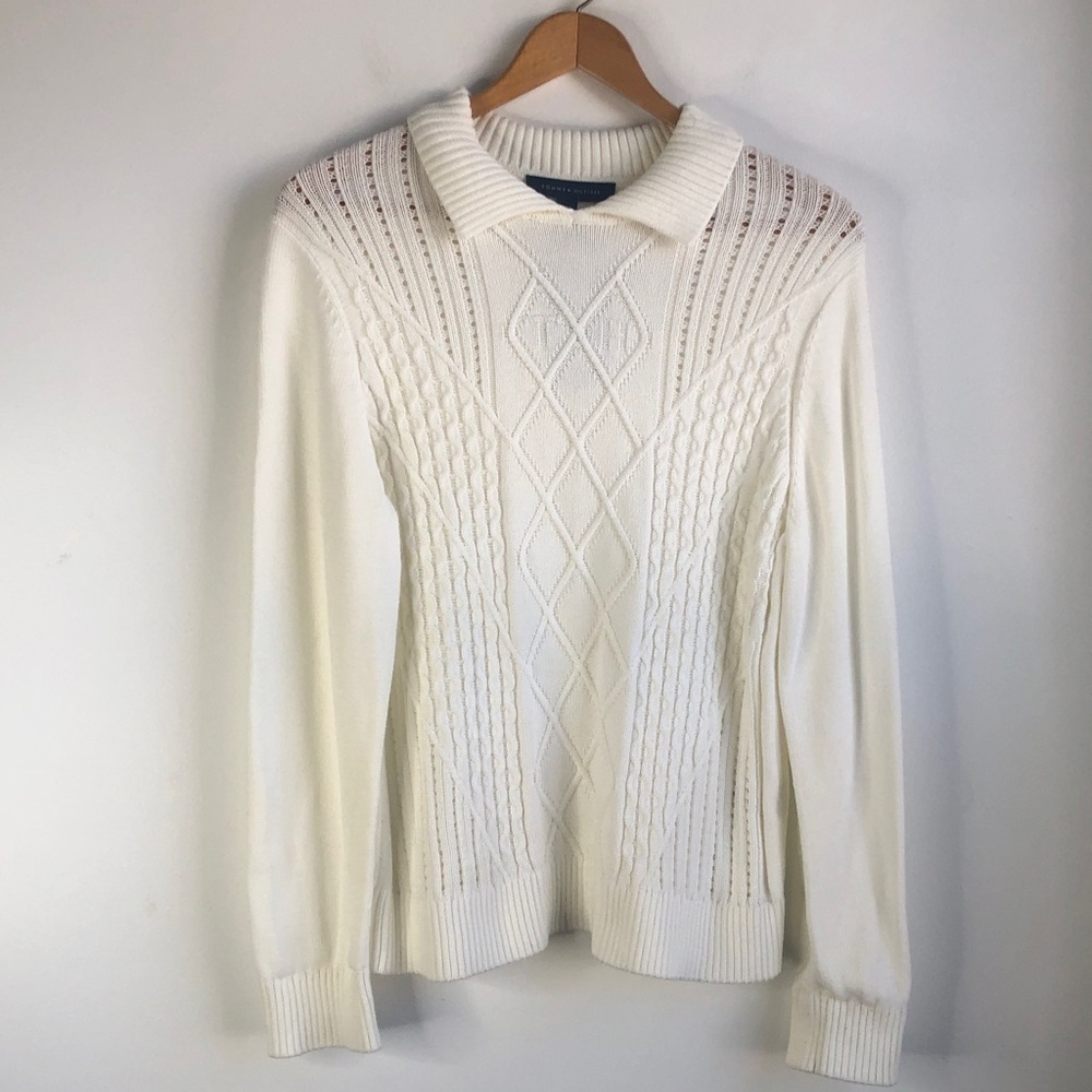 Tommy Hilfiger Cream Cable Knit Sweater